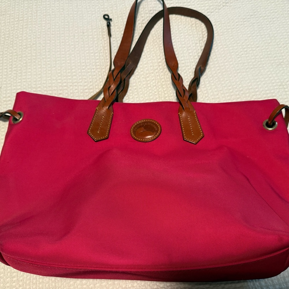 Pink Tote Bag with Brown Straps